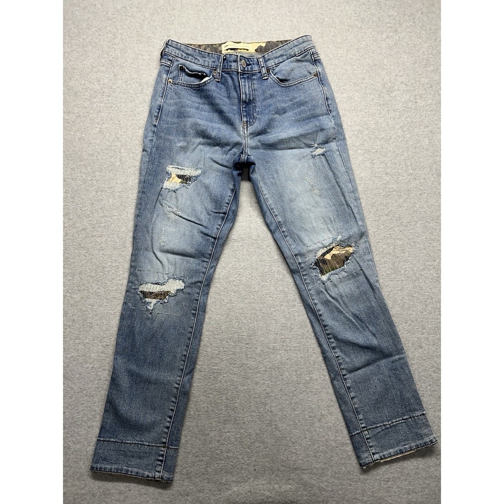 Gap Best Girlfriend Camo Jeans Denim Distressed Destroyed Patched Cuffs Size 28R